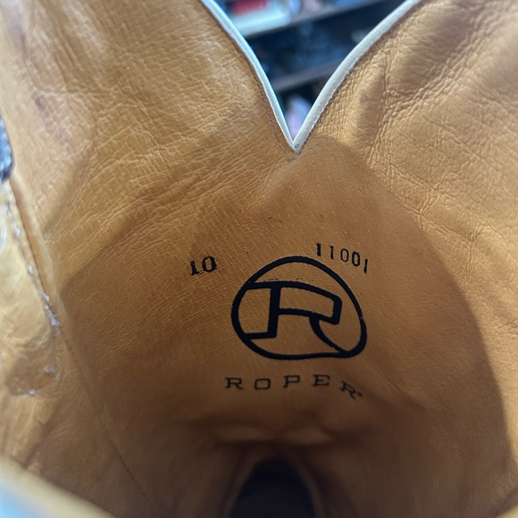 Roper Brown Boots with Green and Yellow Floral Design - Picture 6 of 7